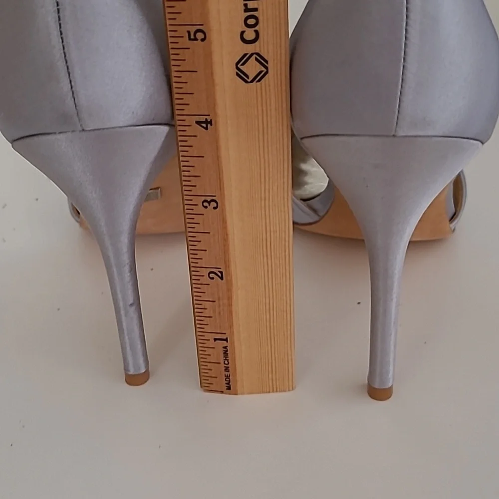 Bagley Mischka Musica Blue Satin Love Knot Open Toe Heels - Picture 5 of 16